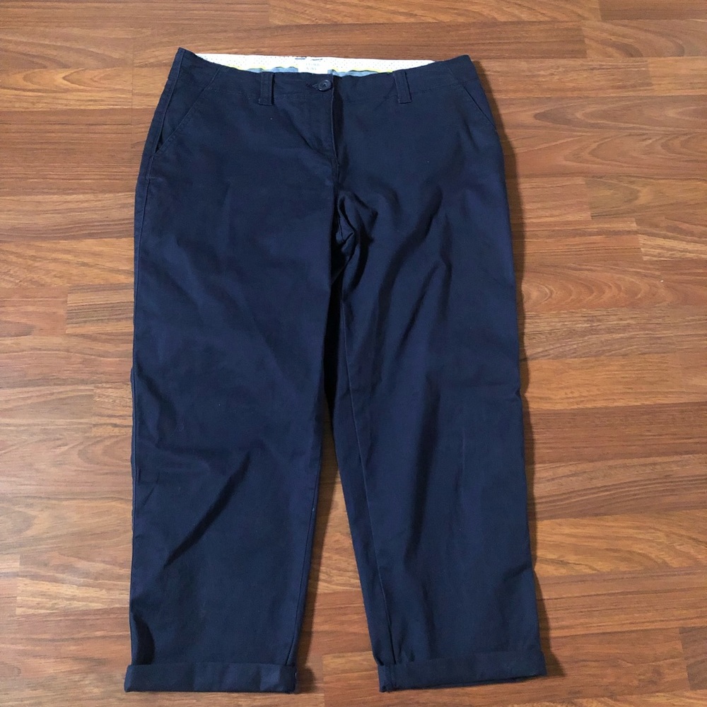 Crown & Ivy Capri Crop Chino Khaki Pants Stretch Navy Blue Size 6 New